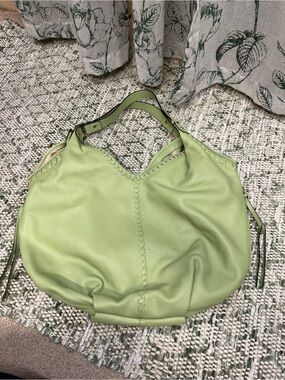 Light Green LODIS Leather Hobo Bag - Soft Pebbled Shoulder Tote
